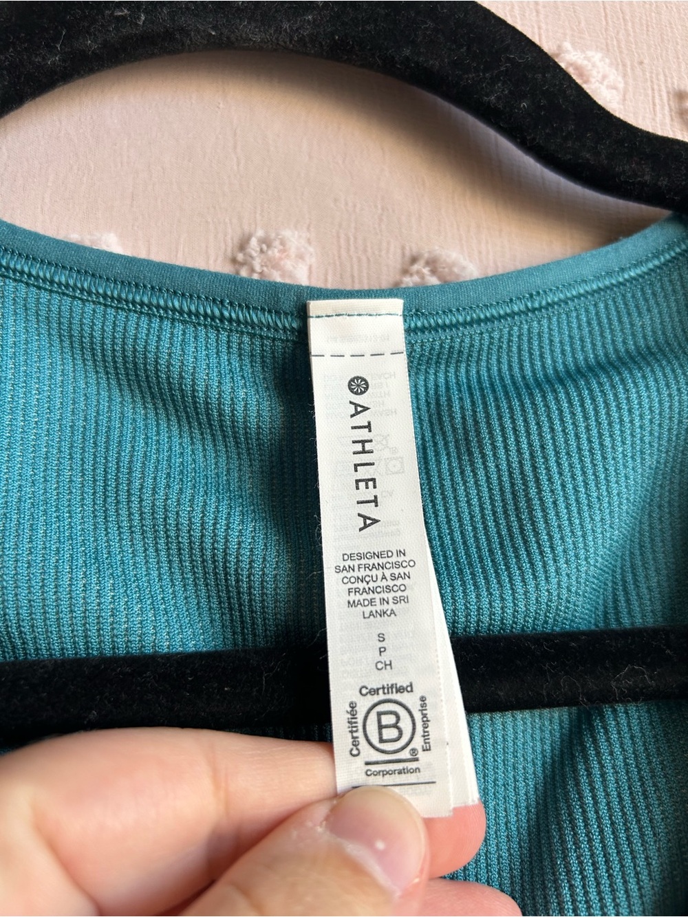 Athleta Aurora Seamless Crop Rib Tank Sz S Blue Abstract - Picture 3 of 4